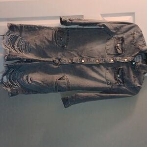 Highway Jeans brand size small distressed blue jean shorts jumpsuit.